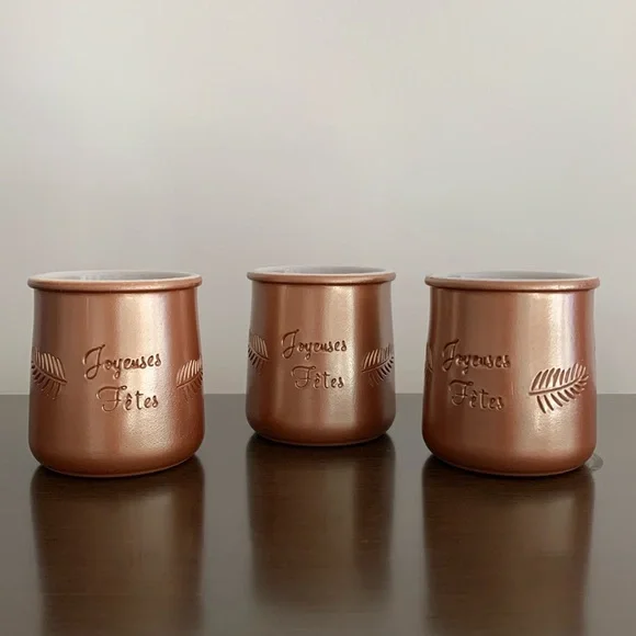 3 Bronze Gold La Fermiere Glazed Terra Cotta Mini pots - Picture 1 of 6